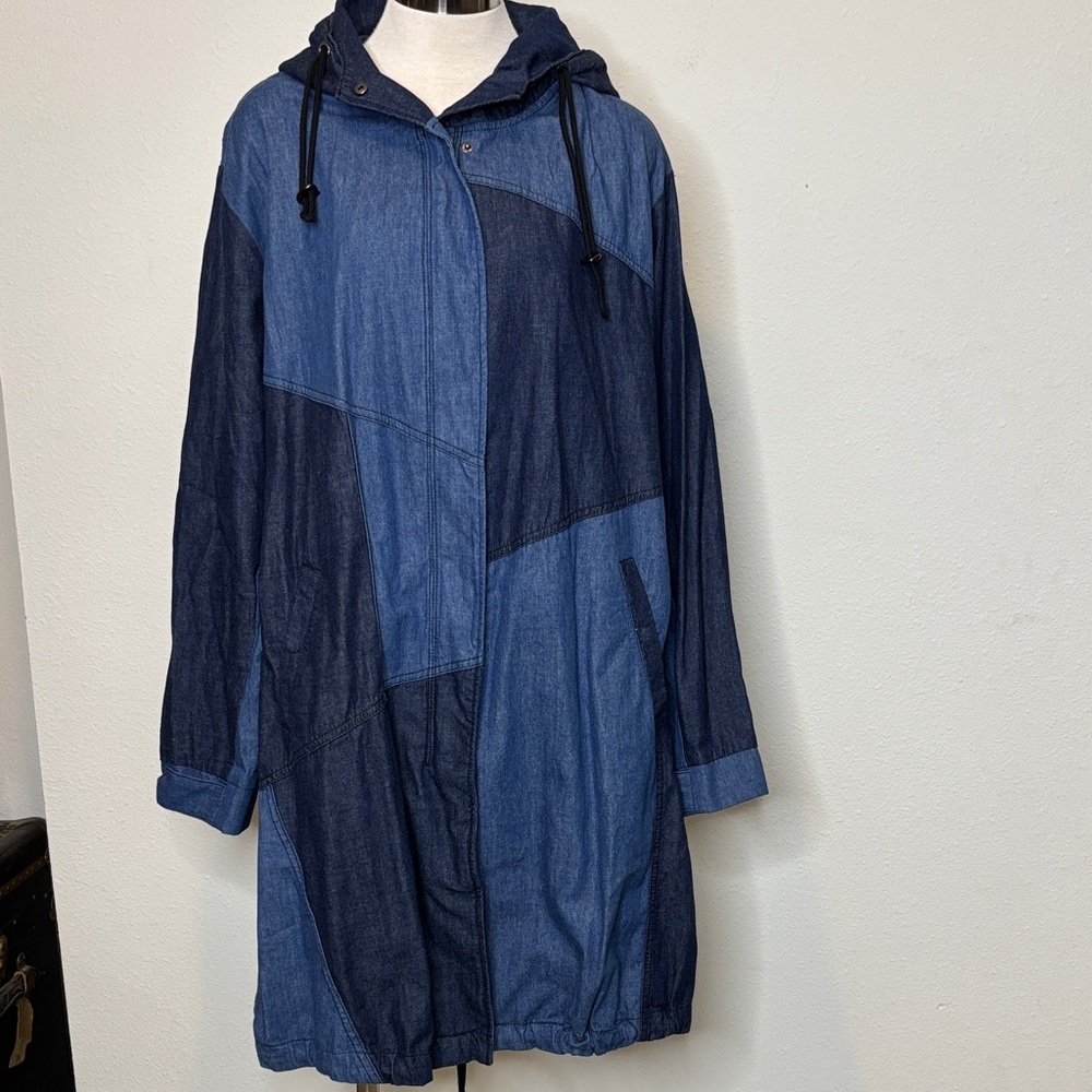 6th & Lane size 22/24 Patchwork Hooded Denim Jacket